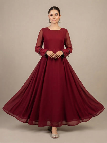 Maroon chiffon frock