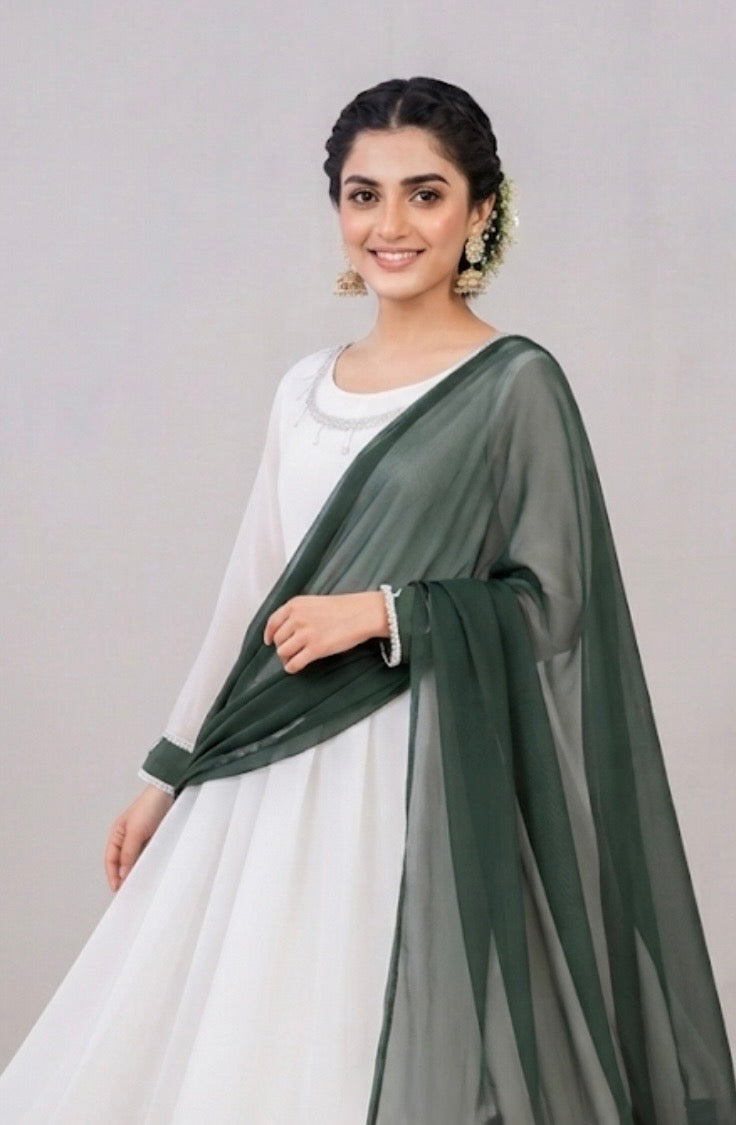 Three piece chiffon anarkali frock