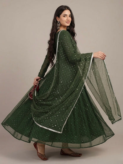 Sheesha silk crystal work 3 piece anarkali