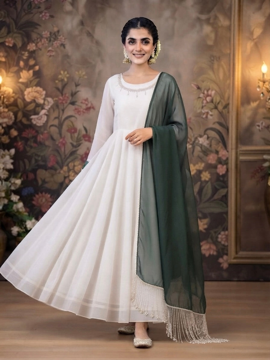 Three piece chiffon anarkali frock