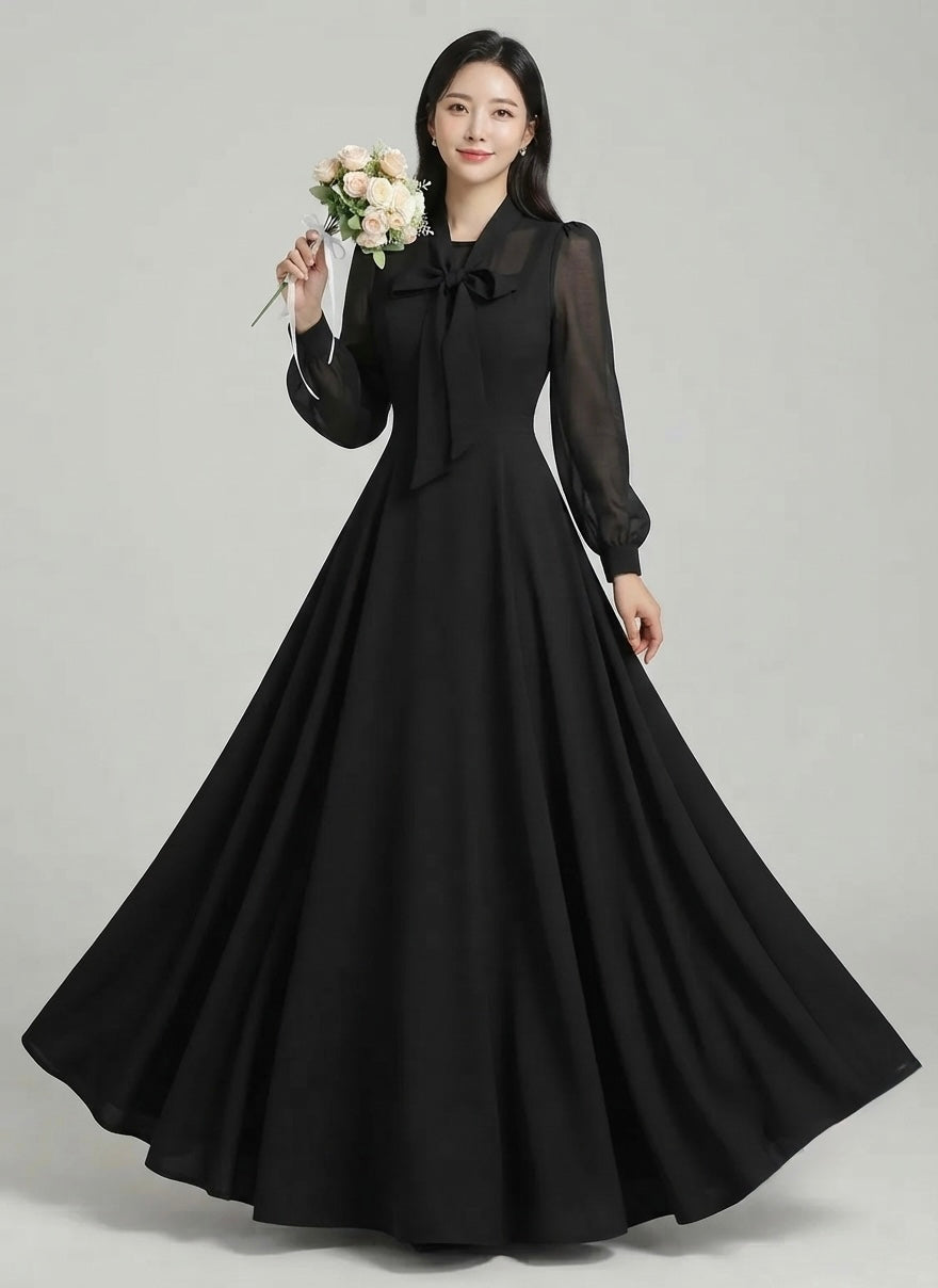 Chiffon bow neck maxi