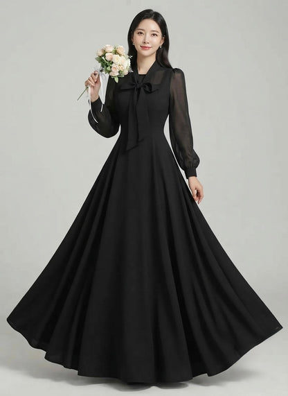 Chiffon bow neck maxi