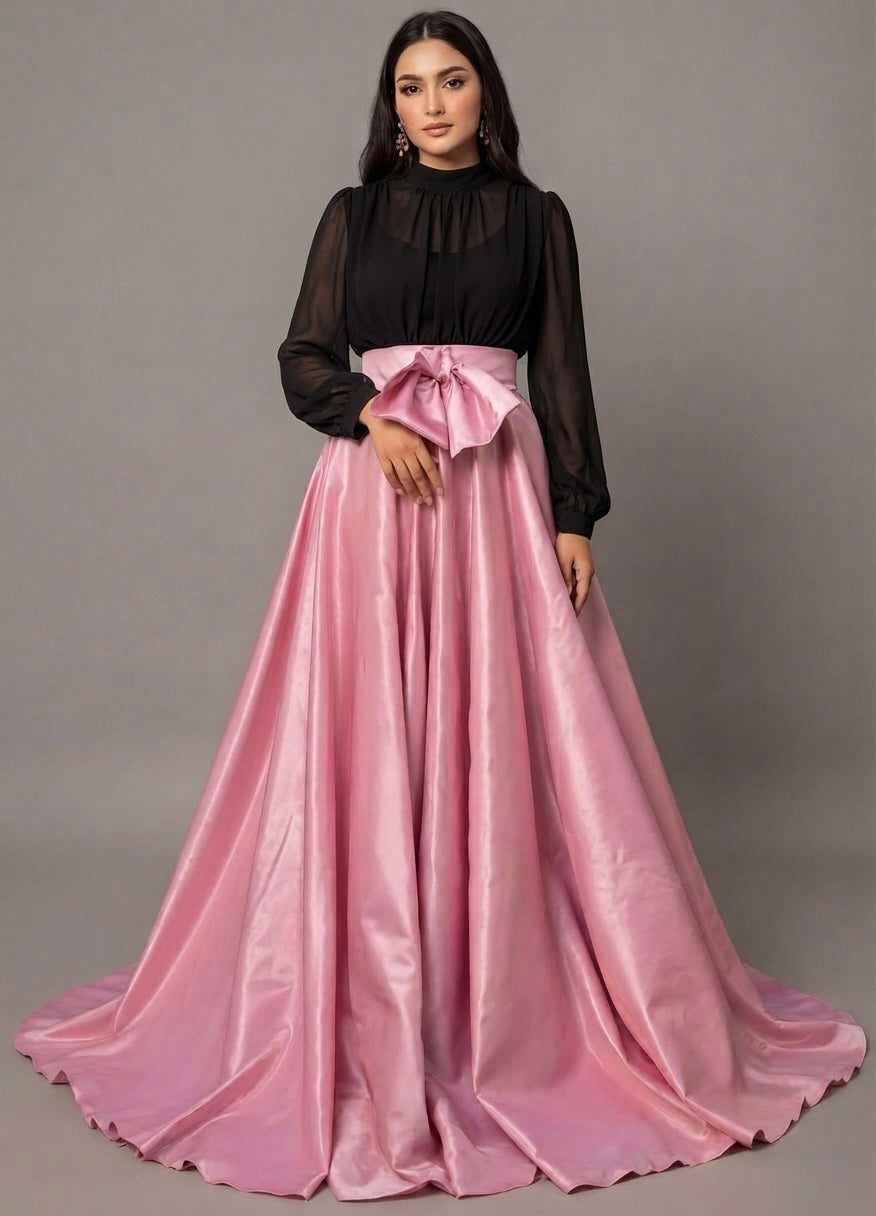 Skirt blouse pink and black