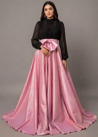 Skirt blouse pink and black