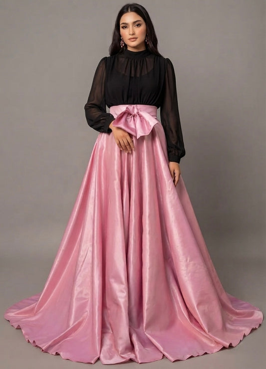 Skirt blouse pink and black