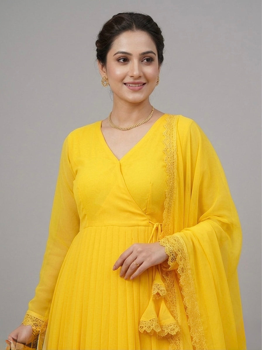 Chiffons anarkali frock three piece