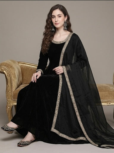 Chiffon three piece anarkali frok