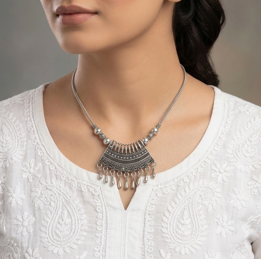 Unique style heavy metal oxydized necklace