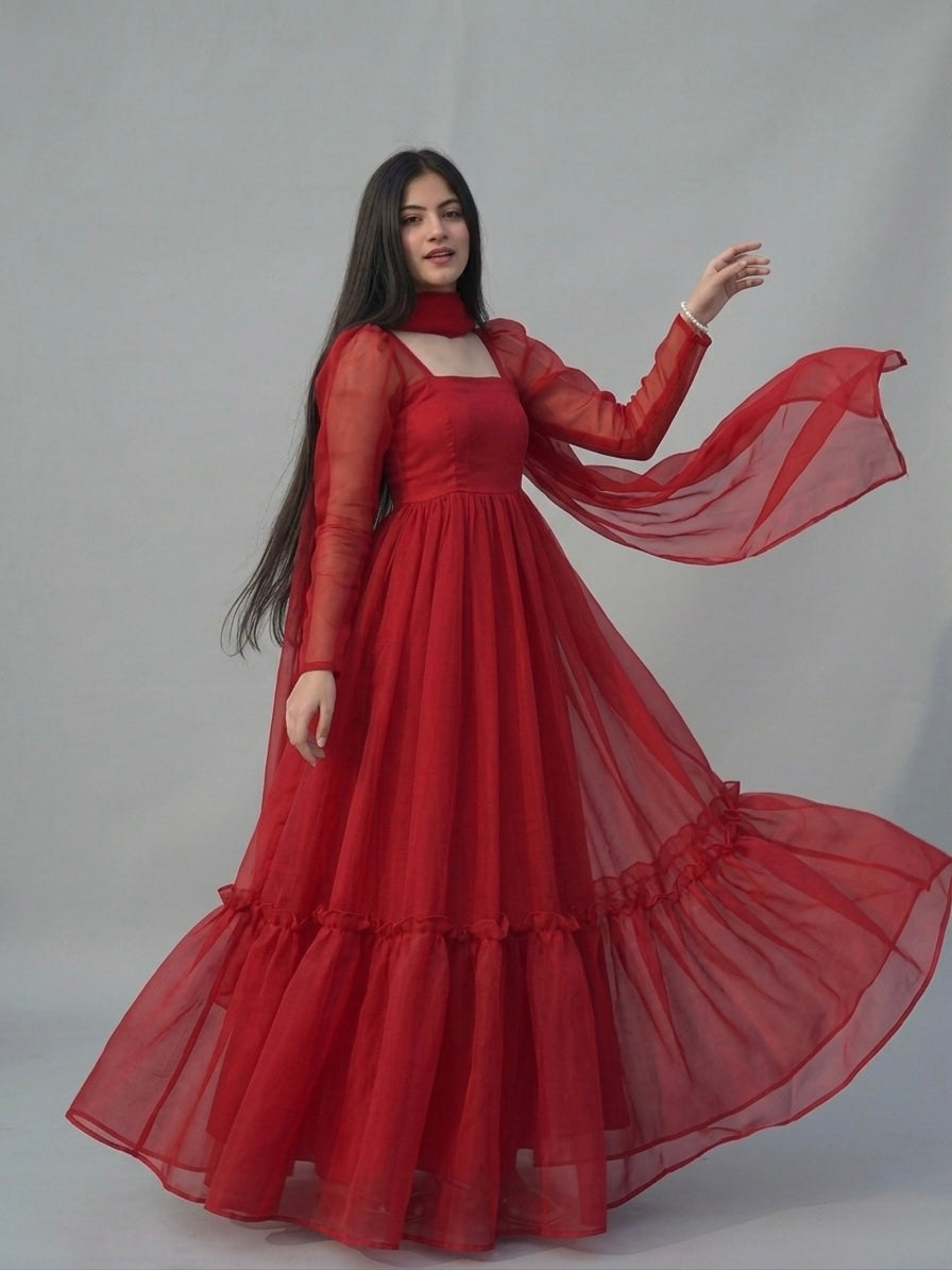 Organza ruffle frock