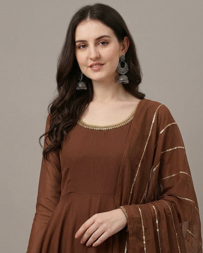 Chiffon three piece anarkali frock