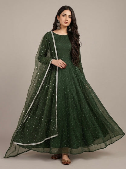 Sheesha silk crystal work 3 piece anarkali