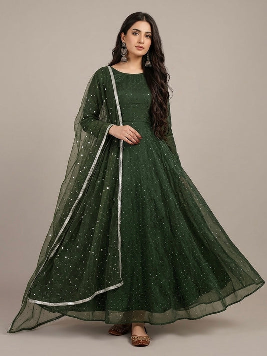 Sheesha silk crystal work 3 piece anarkali