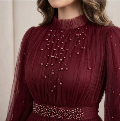Maroon net maxi