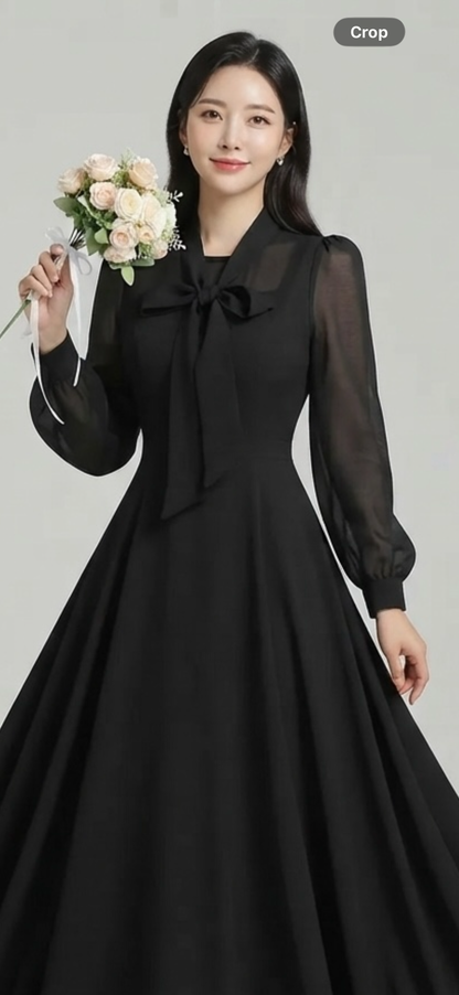 Chiffon bow neck maxi