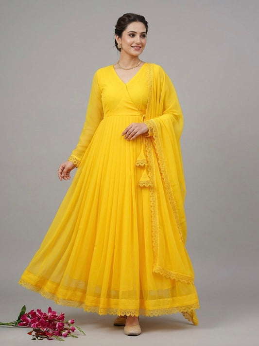 Chiffons anarkali frock three piece