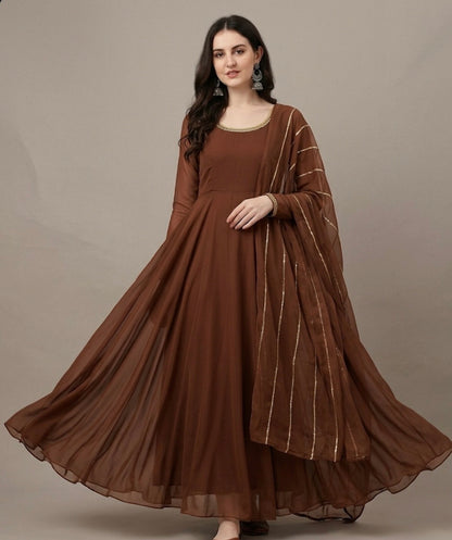 Chiffon three piece anarkali frock