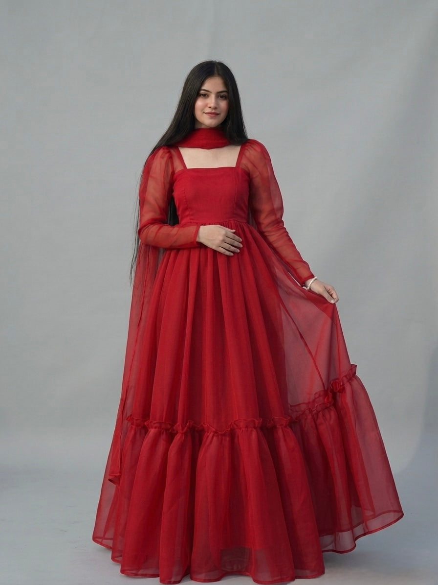 Organza ruffle frock