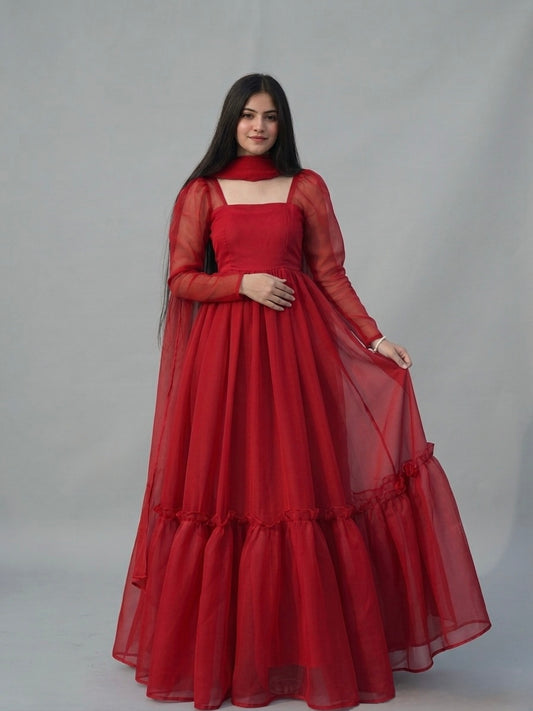 Organza ruffle frock