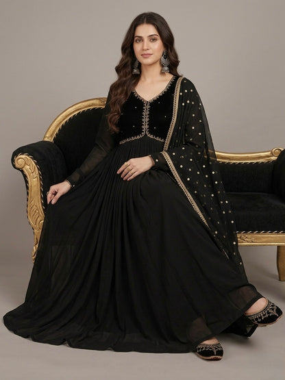 Chiffon three piece anarkali frock