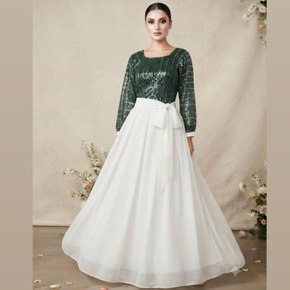 Chiffon skirt with sequin embroiderd blouse