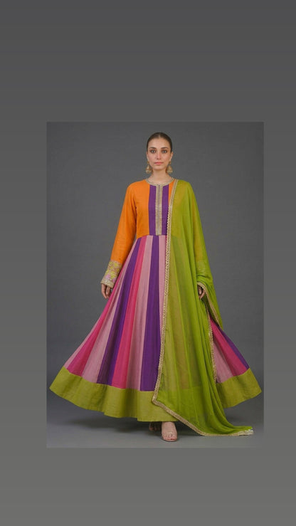 Lawn 3 piece anarkali frock