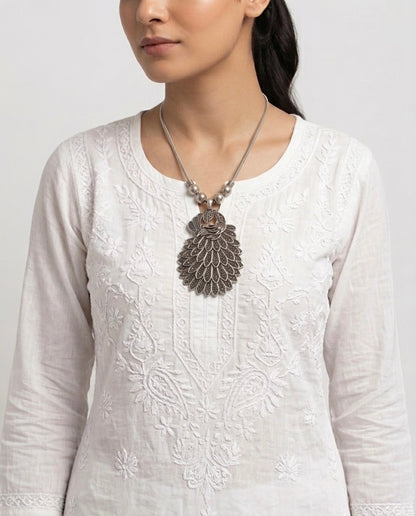 Peacock style metal heavy oxydezied nechlace