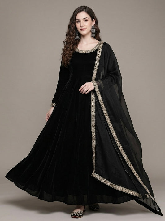 Chiffon three piece anarkali frok