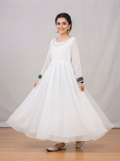 Three piece chiffon anarkali frock