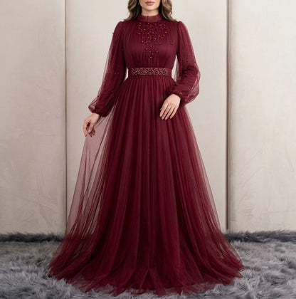 Maroon net maxi